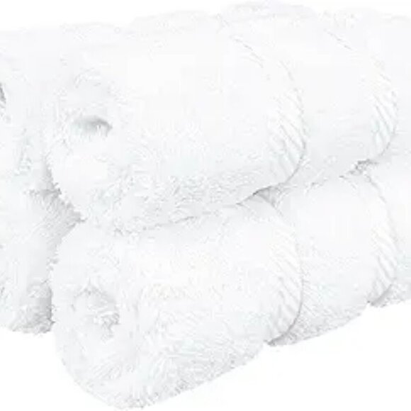 White Cotton Washcloth Set 4 Pack 13x13 Soft Face Body Towels Bathroom Rags - Picture 7 of 7